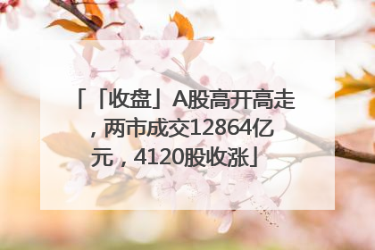 「收盘」A股高开高走，两市成交12864亿元，4120股收涨