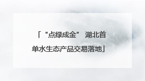 “点绿成金” 湖北首单水生态产品交易落地