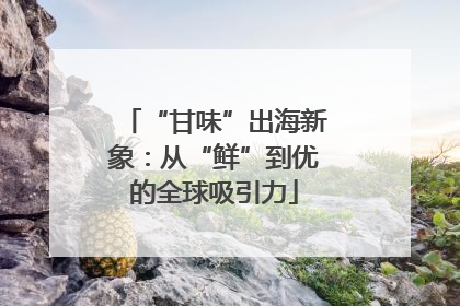 “甘味”出海新象：从“鲜”到优的全球吸引力