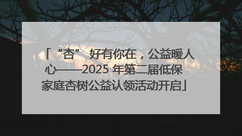 “杏” 好有你在，公益暖人心——2025 年第二届低保家庭杏树公益认领活动开启