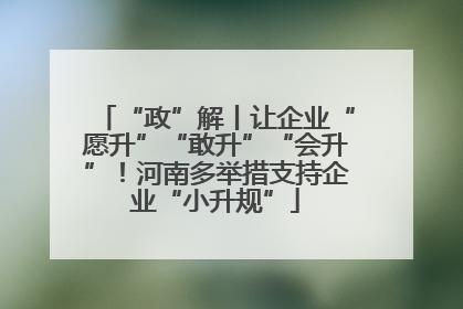 “政”解丨让企业“愿升”“敢升”“会升”！河南多举措支持企业“小升规”