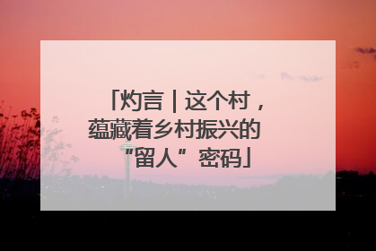 灼言｜这个村，蕴藏着乡村振兴的“留人”密码