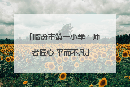 临汾市第一小学：师者匠心 平而不凡