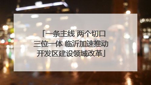 一条主线 两个切口 三位一体 临沂加速推动开发区建设领域改革