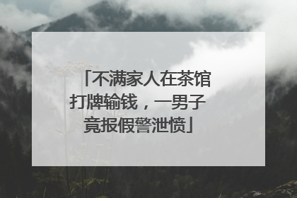 不满家人在茶馆打牌输钱，一男子竟报假警泄愤