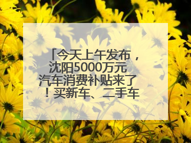 今天上午发布，沈阳5000万元汽车消费补贴来了！买新车、二手车都能领！