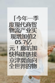 今年一季度现代商贸物流产业实现增加值205.7亿元！廊坊加快构建链接京津冀面向全世界的物流通道