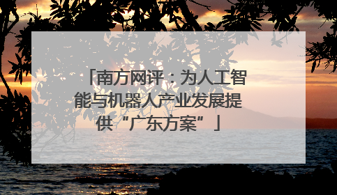 南方网评：为人工智能与机器人产业发展提供“广东方案”
