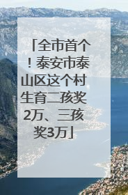 全市首个！泰安市泰山区这个村生育二孩奖2万、三孩奖3万