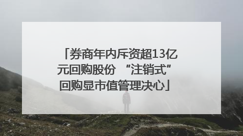 券商年内斥资超13亿元回购股份 “注销式”回购显市值管理决心