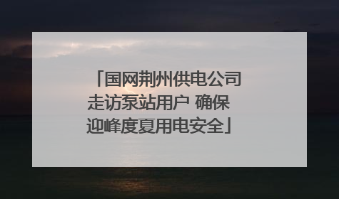 国网荆州供电公司走访泵站用户 确保迎峰度夏用电安全