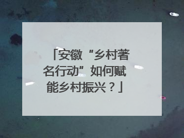 安徽“乡村著名行动”如何赋能乡村振兴？