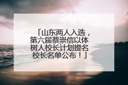 山东两人入选，第六届蔡崇信以体树人校长计划提名校长名单公布！