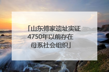 山东傅家遗址实证4750年以前存在母系社会组织