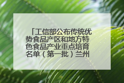 工信部公布传统优势食品产区和地方特色食品产业重点培育名单（第一批）兰州牛肉拉面位列其中