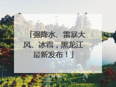 强降水、雷暴大风、冰雹，黑龙江最新发布！
