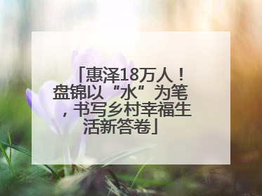 惠泽18万人！盘锦以“水”为笔，书写乡村幸福生活新答卷