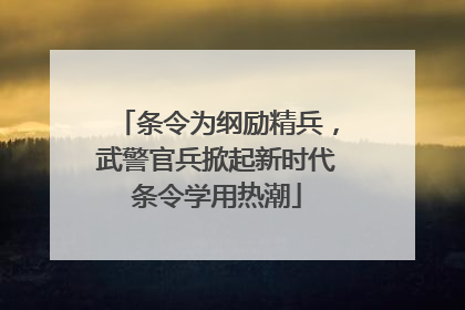 条令为纲励精兵，武警官兵掀起新时代条令学用热潮