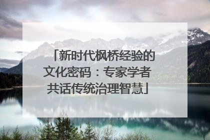 新时代枫桥经验的文化密码：专家学者共话传统治理智慧