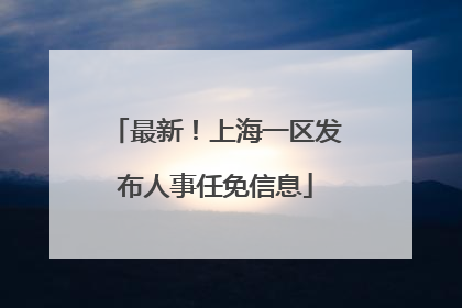 最新！上海一区发布人事任免信息