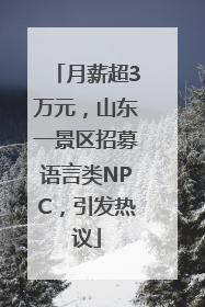 月薪超3万元，山东一景区招募语言类NPC，引发热议