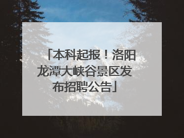 本科起报！洛阳龙潭大峡谷景区发布招聘公告