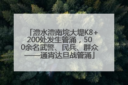 澧水澧南垸大堤K8+200处发生管涌，500余名武警、民兵、群众——通宵达旦战管涌