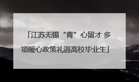 江苏无锡“青”心留才 多项暖心政策礼遇高校毕业生