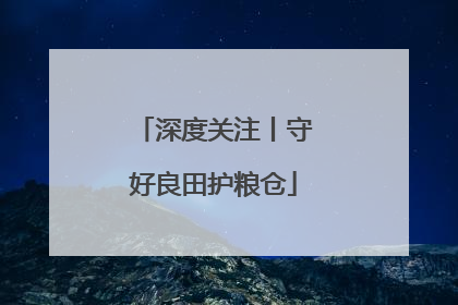 深度关注丨守好良田护粮仓