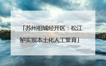 苏州相城经开区：松江鲈实现本土化人工繁育