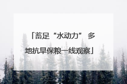 蓄足“水动力” 多地抗旱保粮一线观察