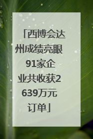 西博会达州成绩亮眼 91家企业共收获2639万元订单