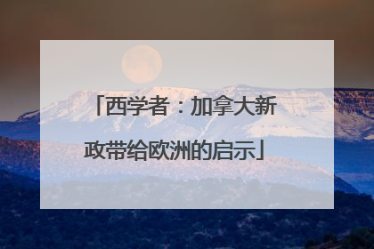 西学者：加拿大新政带给欧洲的启示