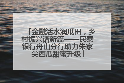 金融活水润瓜田，乡村振兴谱新篇——民泰银行舟山分行助力朱家尖西瓜甜蜜升级