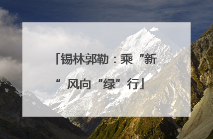 锡林郭勒：乘“新”风向“绿”行