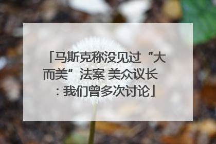 马斯克称没见过“大而美”法案 美众议长：我们曾多次讨论
